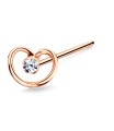 Stony Heart Shaped Silver Straight Nose Stud NSKA-735